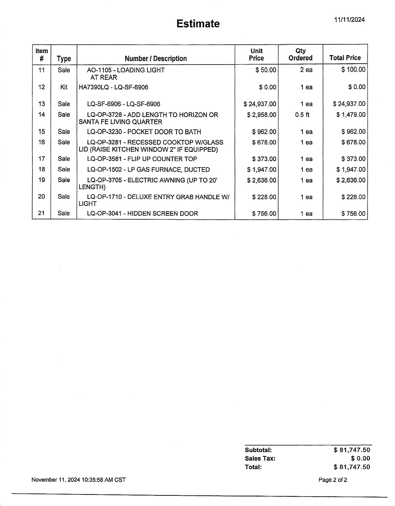 2025 Sundowner LQ 2H SANTA FE SS 6906 LQ