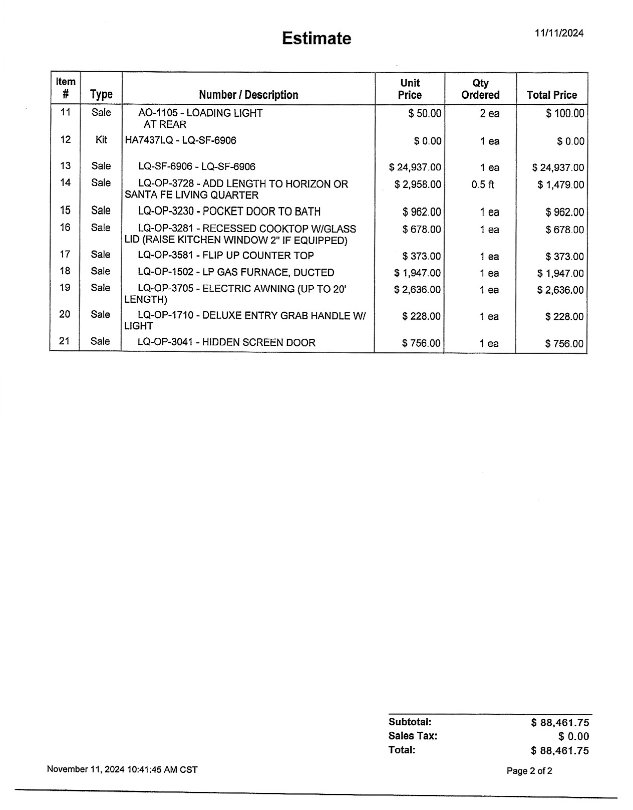 2025 Sundowner LQ 3H SANTA FE WB 6906 LQ